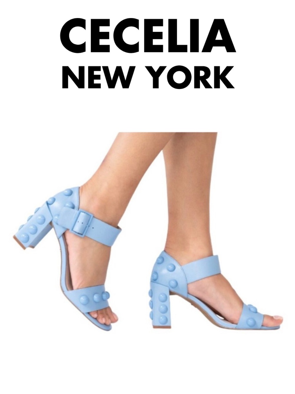 Cecelia New York Gail Block Heel Shoe - Blizzard Blue Size 9